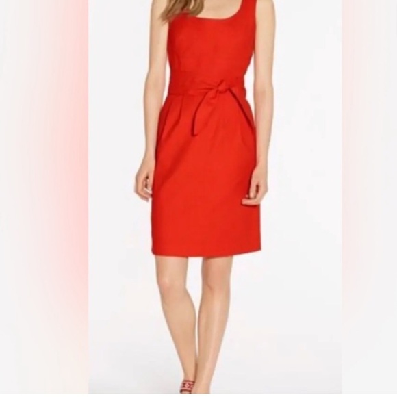 Tory Burch Leena Twill Sheath Midi Knee Length Dress Red Sz 6 - Picture 10 of 16